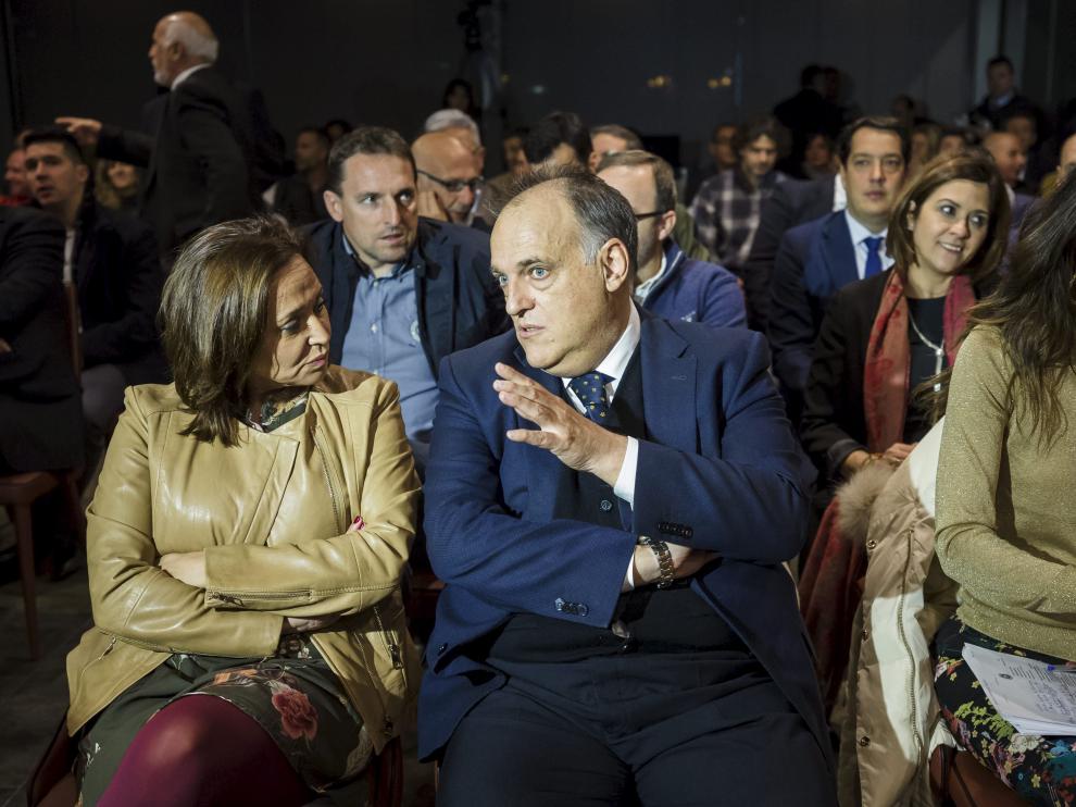 Javier Tebas, durante su visita de este lunes a Zaragoza.