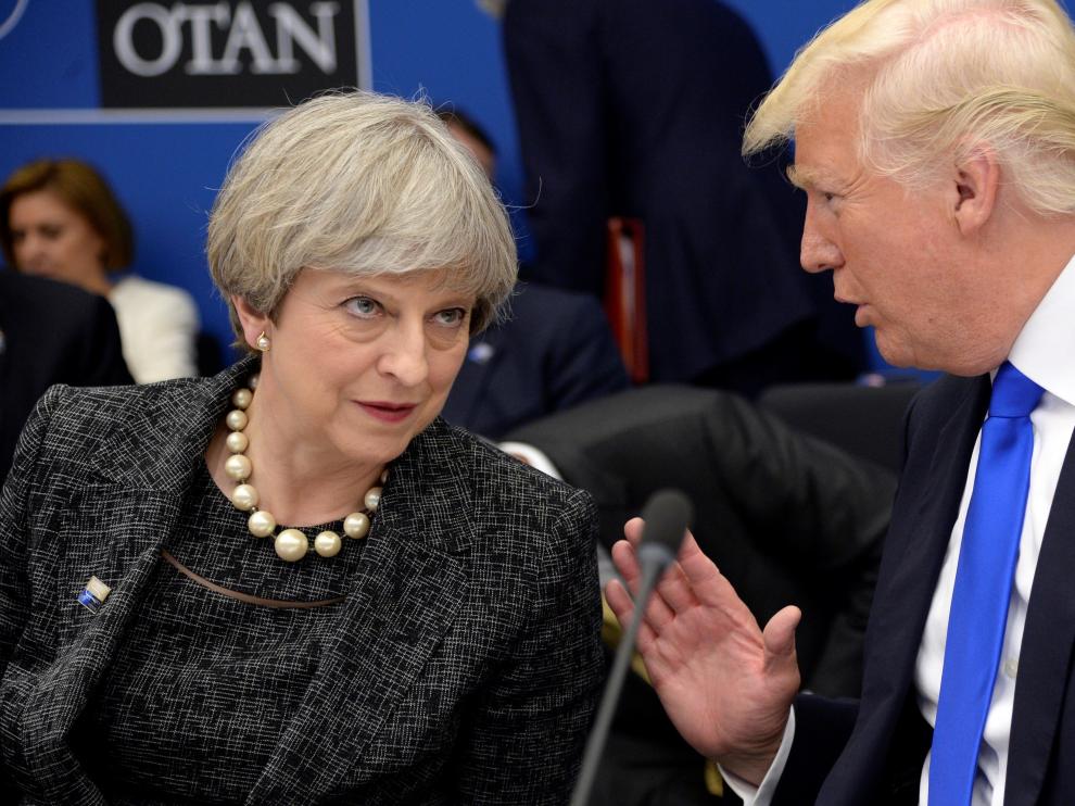 Foto de archivo de May y Trump