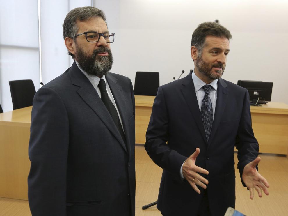 Santiago Serena, presidente de la Audiencia de Huesca, junto a Manuel Bellido, presidente del Tribunal Superior de Justicia de Aragón