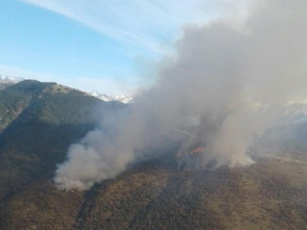 Incendio forestal en Torre la Ribera el año pasado.