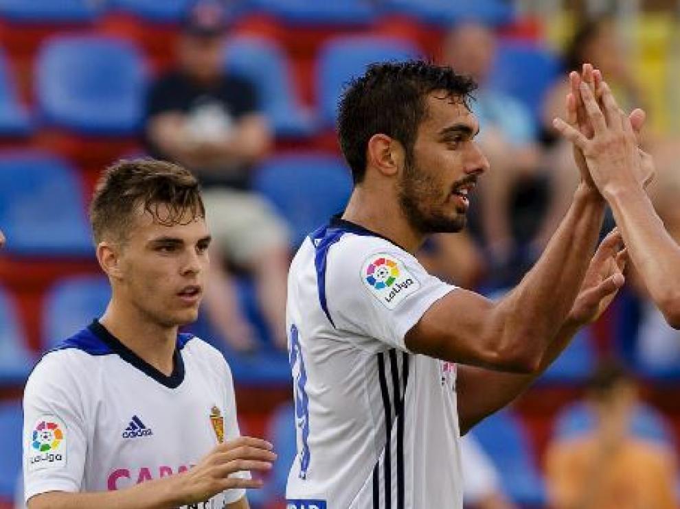 Febas y Borja Iglesias, al inicio de la temporada tras su incorporación al Real Zaragoza.