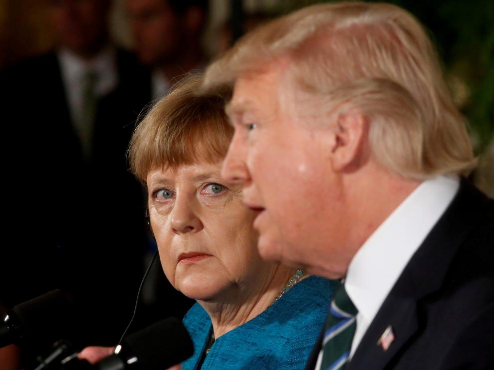 Angela Merkel y Donald Trump.