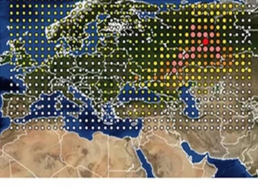 La nube radiactiva que recorrió Europa, según el IRSN.
