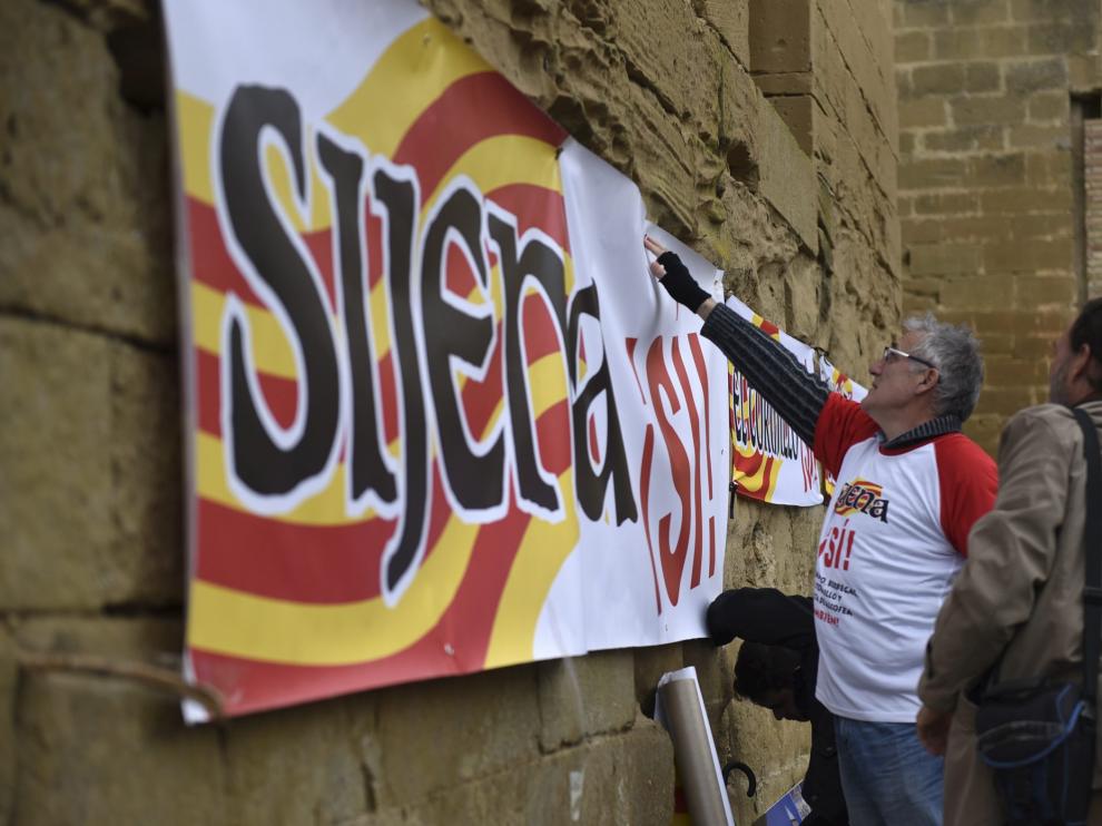 Sijena a la llegada de las obras al Monasterio.