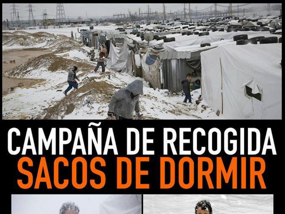 Campaña de recogida de sacos de dormir en Caspe.