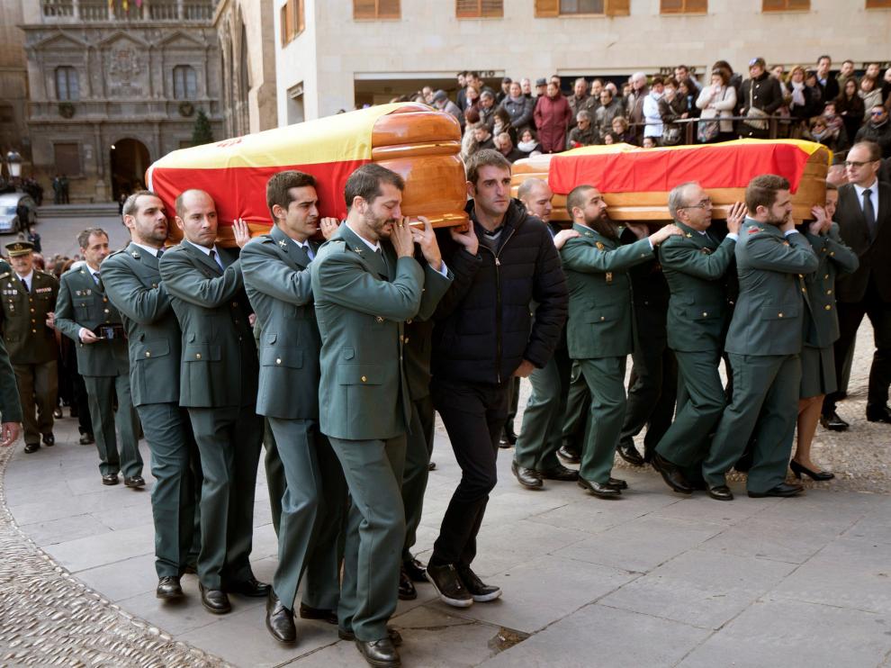 Funeral por los dos guardias civiles esta mañana en Alcañiz