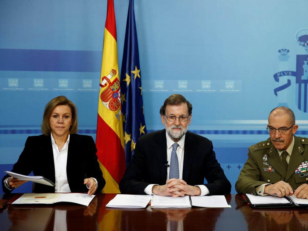 Rajoy, durante la videoconferencia con las misiones españolas en el exterior