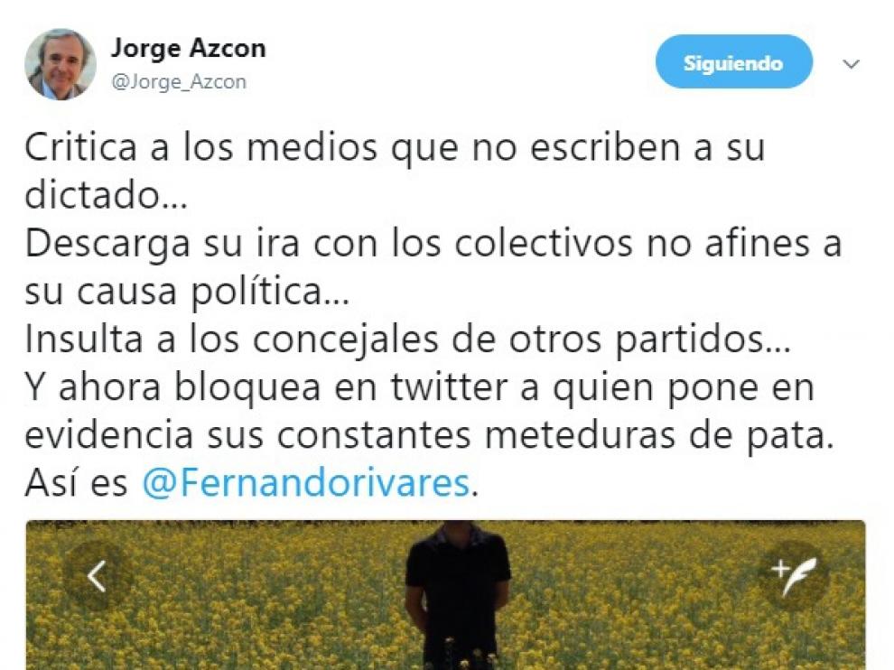 Azcón se enreda en Twitter