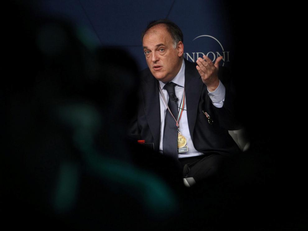 Javier Tebas, presidente de la Liga, este jueves en Dubái
