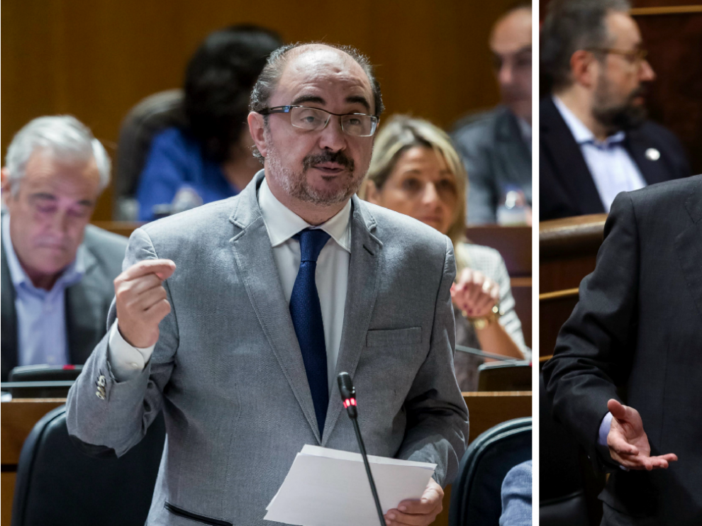 Lambán -izquierda- ha criticado duramente la actitud de Méndez de Vigo.