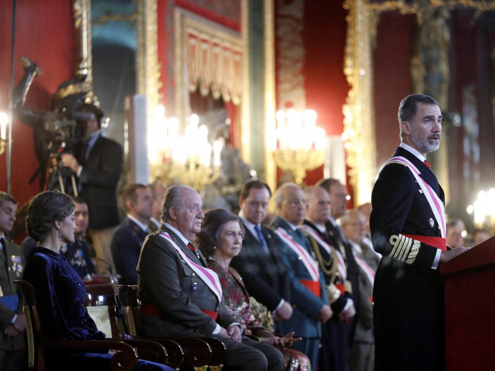 Felipe VI, durante su discurso en la Pascua Militar