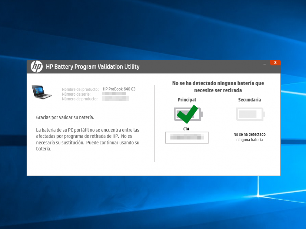 Programa de comprobación del estado de baterías HP para los modelos afectados