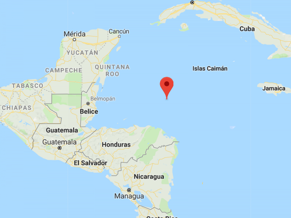 Lugar aproximado del epicentro del terremoto.