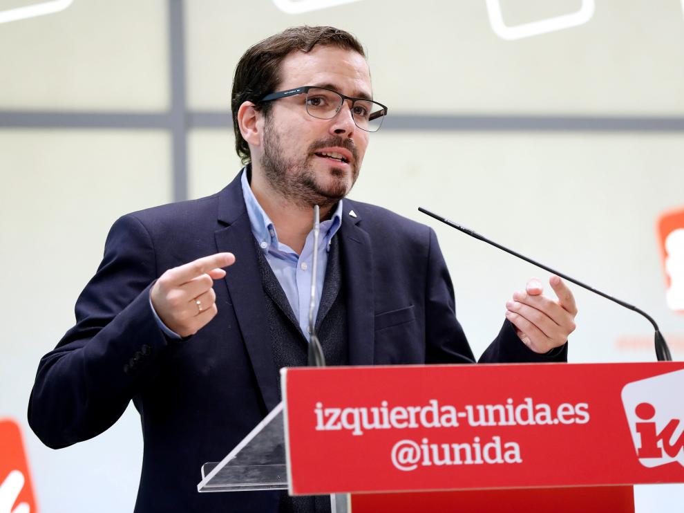 Alberto Garzón, este sábado ante la dirección de partido