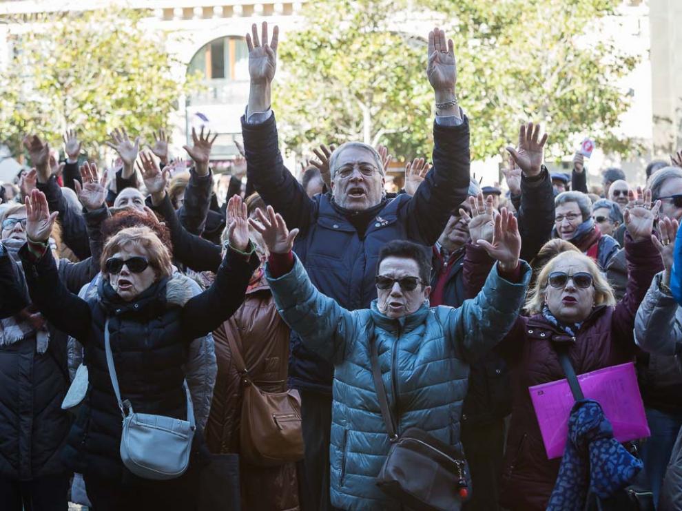Protesta en Zaragoza por las pensiones