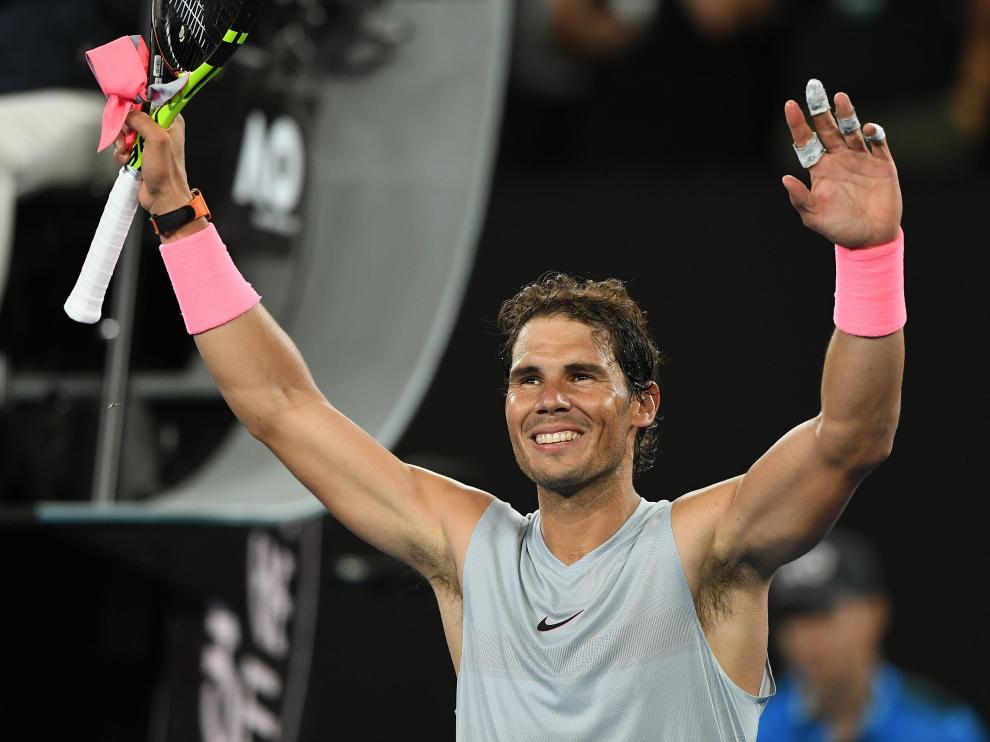 Rafa Nadal celebra su triunfo en el Open de Australia.