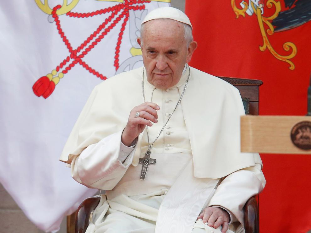El Papa Francisco durante su encuentro con autoridades en el Palacio de la Moneda de Chile.