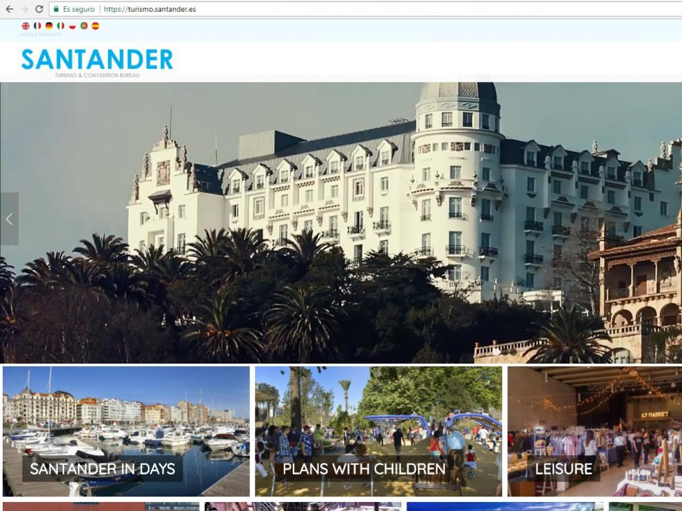 Portada de la nueva web de turismo de Santander.