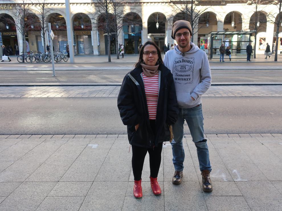 Holanda Castro e Ignacio Abasolo, venezolanos llegados recientemente a Zaragoza.