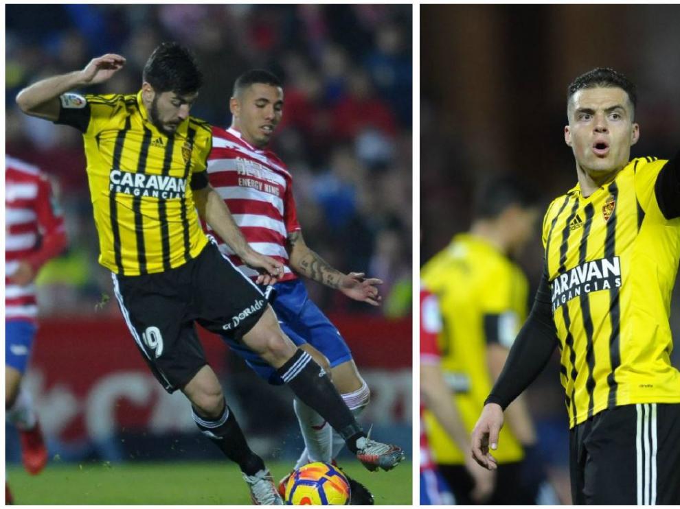 Papunashvili y Pombo, en dos momentos del partido de Granada.