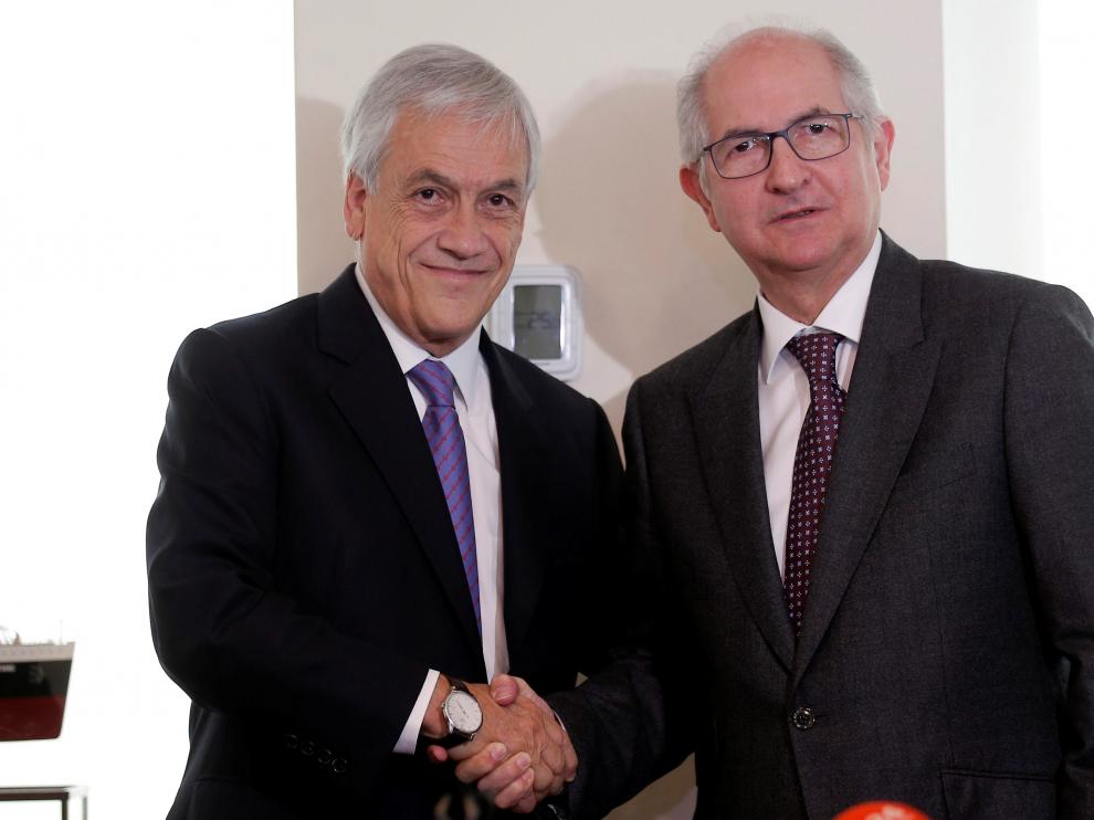 Sebastián Piñera, presidente de Chile, junto a Antonio Ledezma.