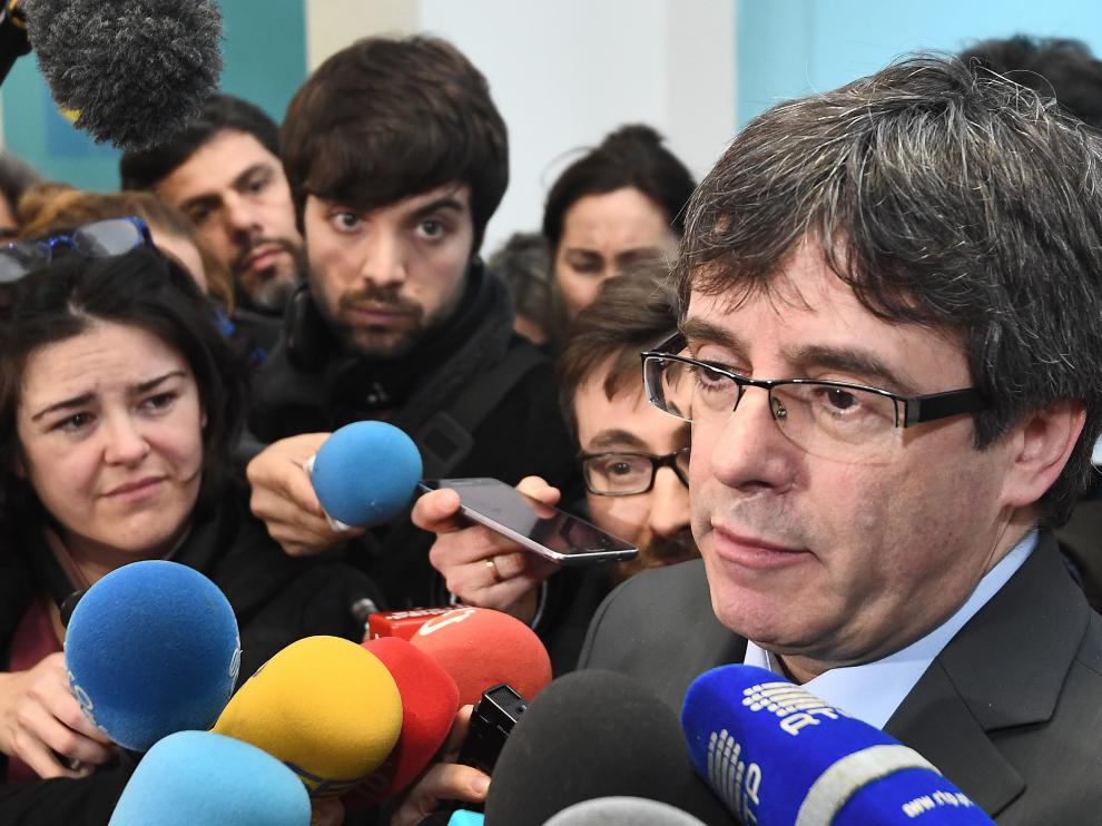Carles Puigdemont tras la reunión mantenida este miércoles con Roger Torrent.