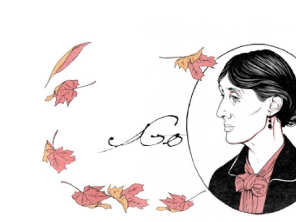 Así presenta Google el 'doodle' del 25 de enero en homenaje a Virginia Woolf.