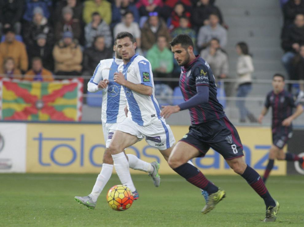 Fran Mérida, durante un Huesca-Leganés de la temporada 2015/2016.