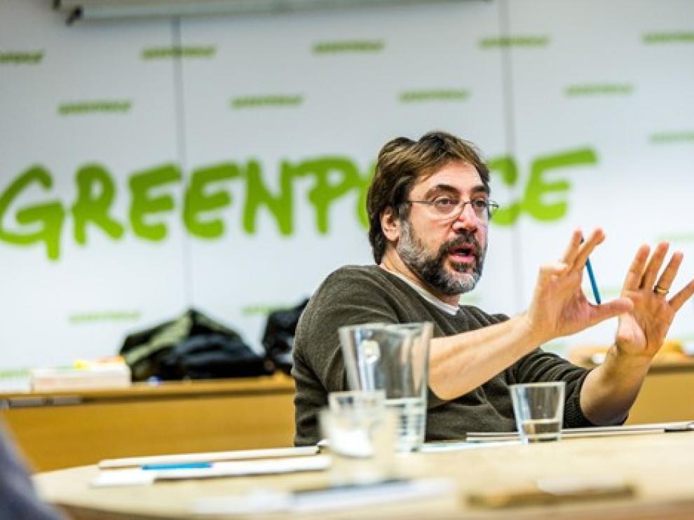 Javier Bardem, en una sede de Greenpeace.