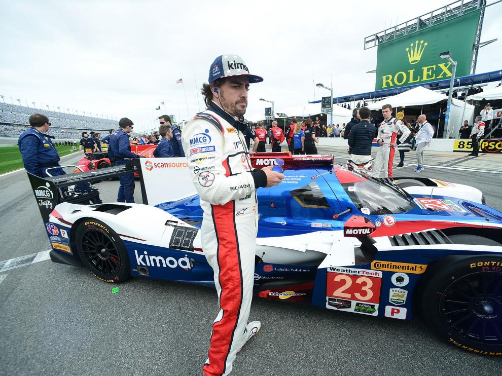 Alonso, este sábado, antes de empezar la carrera de las 24 Horas de Daytona.