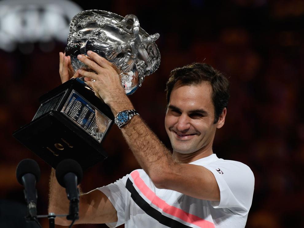 Federer celebra su triunfo.