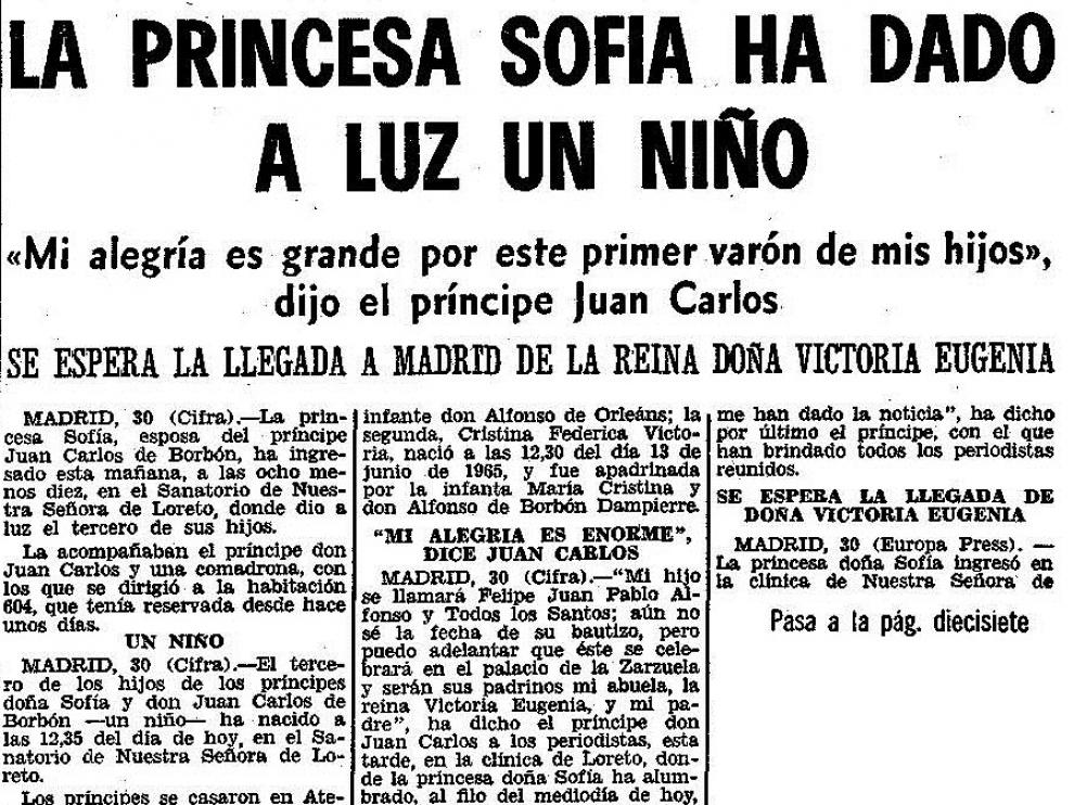 Recorte de HERALDO con la noticia del nacimiento