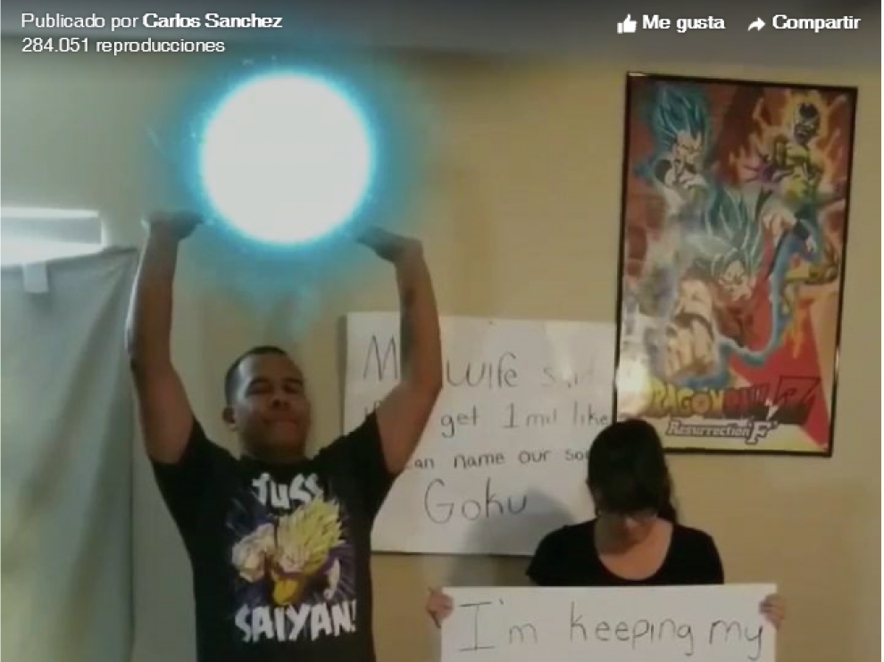Más de un millón de likes en Facebook consiguen que un niño se llame Goku Sánchez