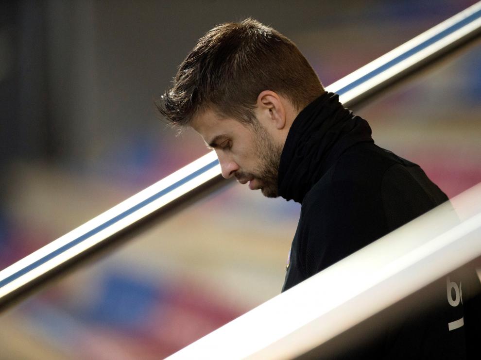 Gerard Piqué durante el entrenamiento de este miércoles.