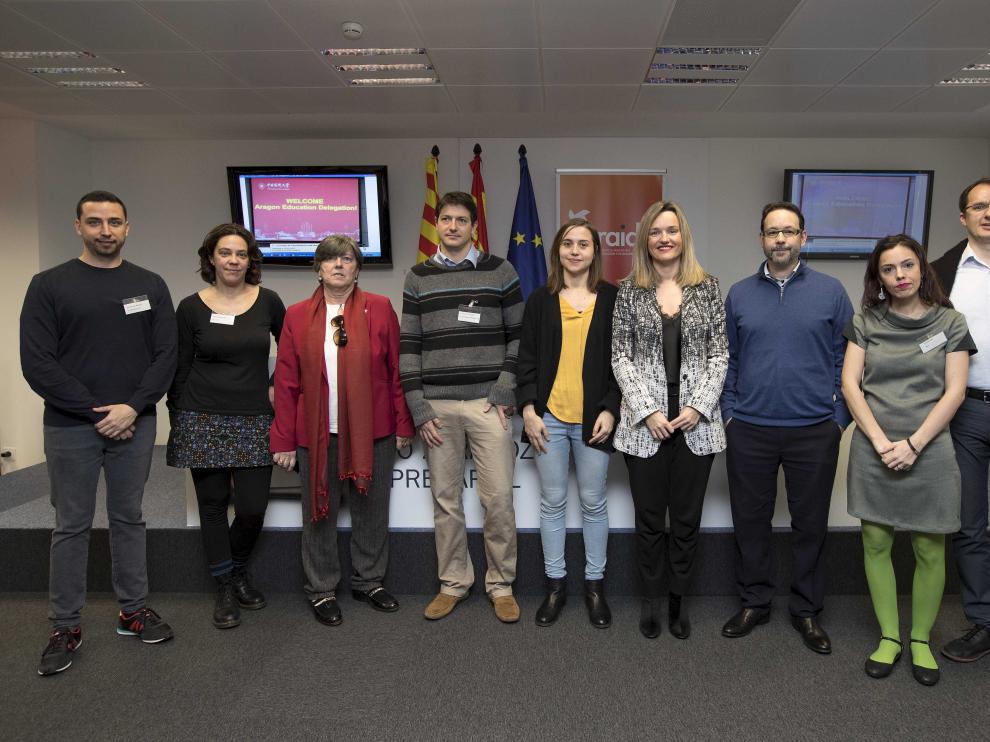 Daniel de Miguel, María Bernecha, la vicepresidenta de Araid Maite Gálvez, Ignacio Cazcarro, Silvia Hernández, la consejera Pilar Alegría, Juan Pedro Ferrio, Vanesa Gil y Jonas Gurauskis.