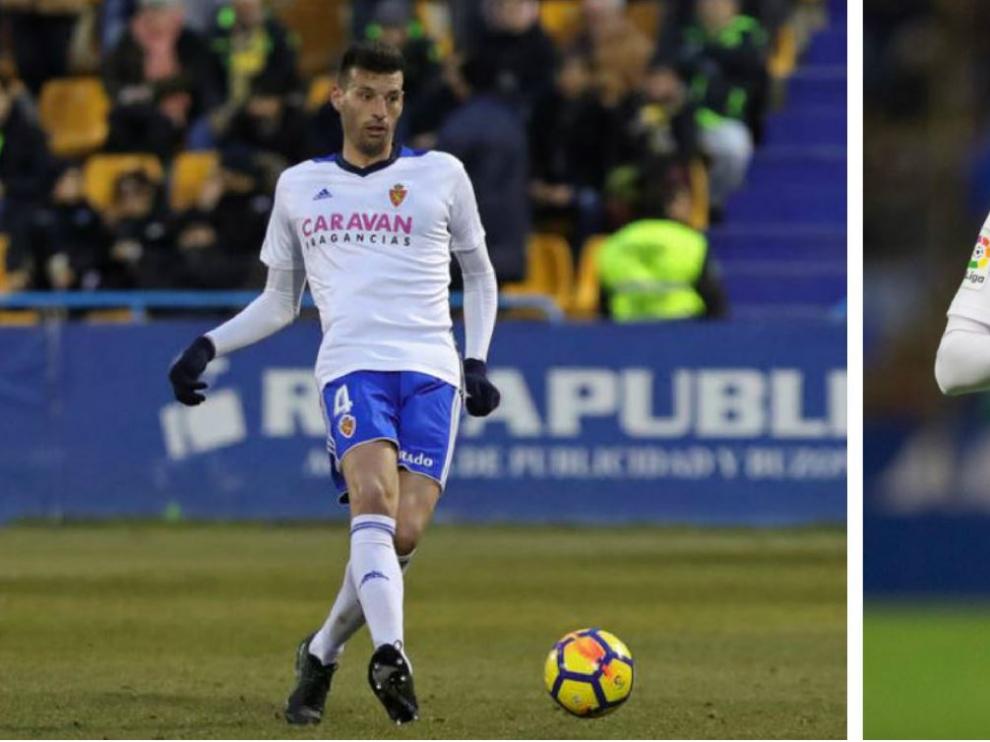 Perone (izda.) y Alfaro (dcha.), en sus primeros minutos como jugadores del Real Zaragoza tras llegar como refuerzos de invierno.