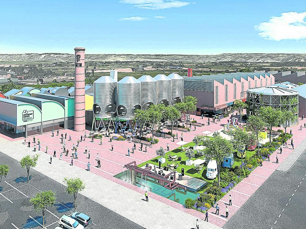 Recreación de Torre Village, el 'outlet' proyectado en los suelos de la antigua fábrica de Pikolin.