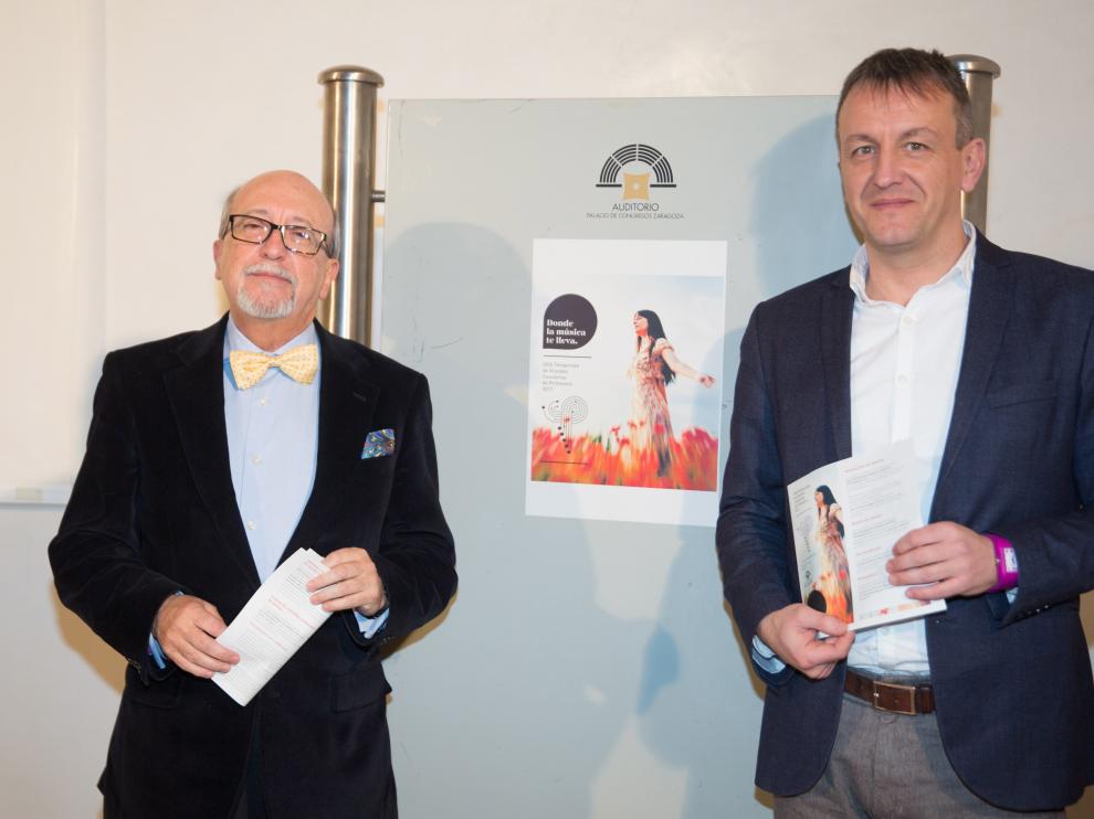 Miguel Ángel Tapia y Fernando Rivarés, en la presentación de un ciclo del Auditorio.