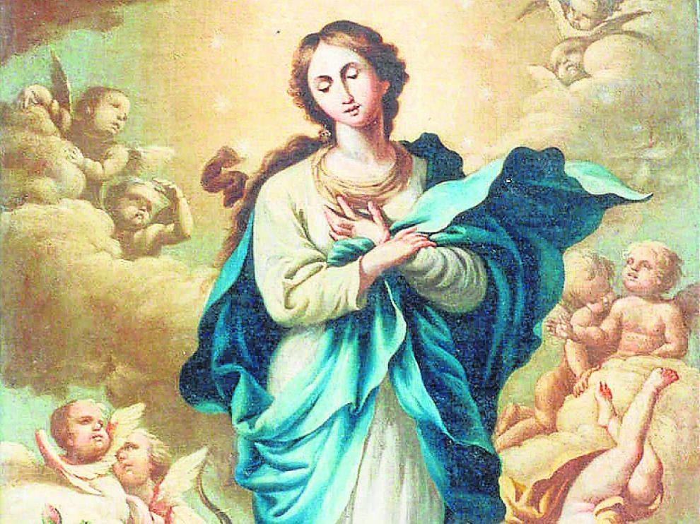 El lienzo muestra la imagen de la Inmaculada.