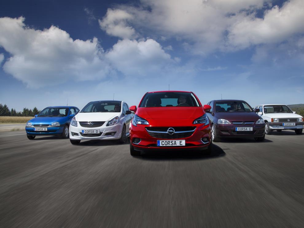 Las cinco generaciones del Opel Corsa se han producido desde sus inicios en 1982 en la planta de Figueruelas, Zaragoza