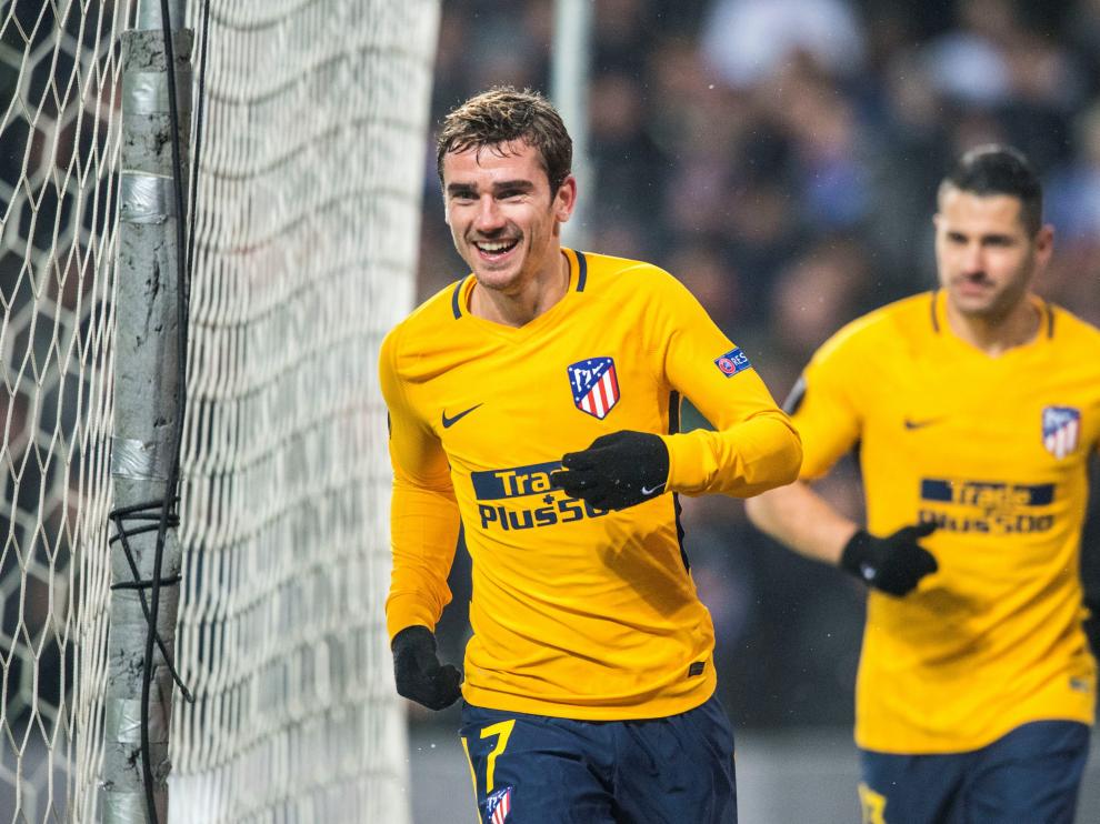 Griezmann celebra un gol de los colchoneros