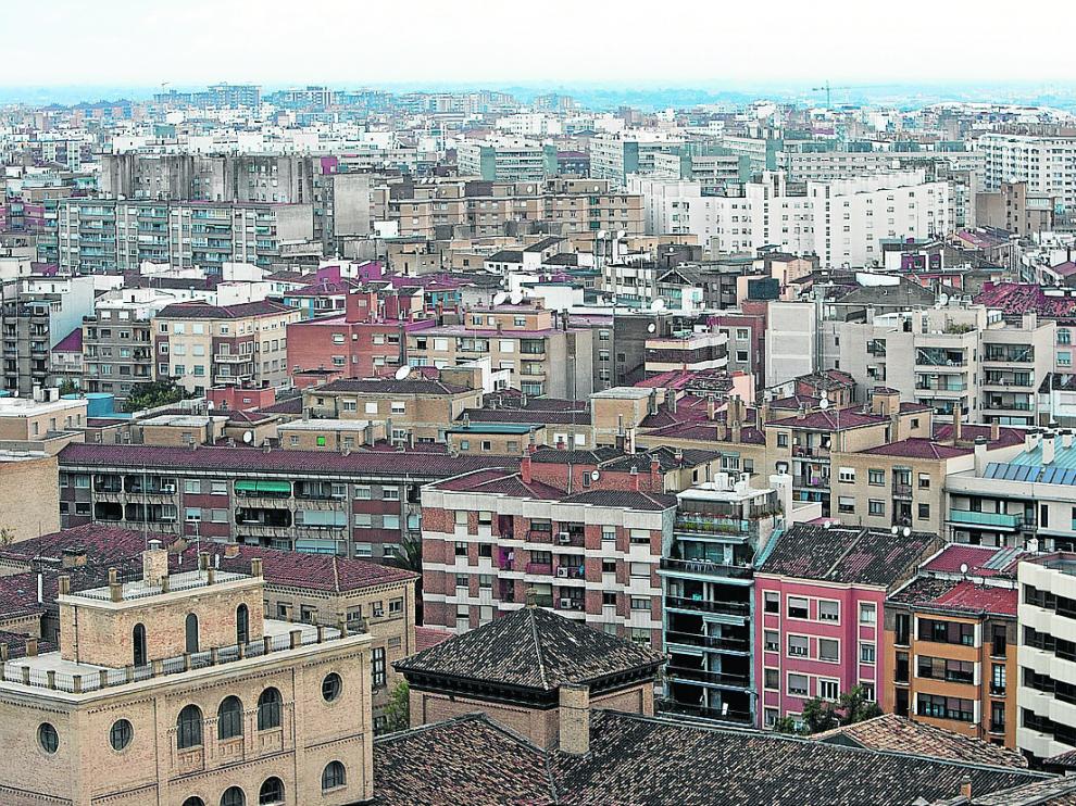 Vista aérea del casco urbano de Zaragoza