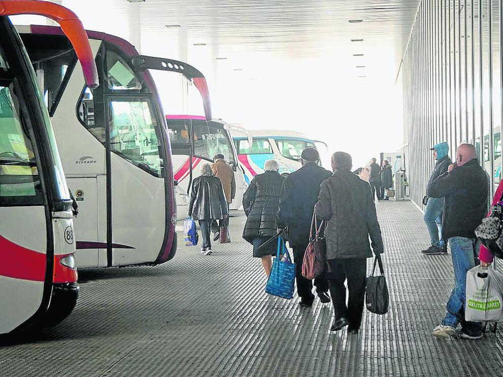 El interior de la estación de autobuses de Calatayud.