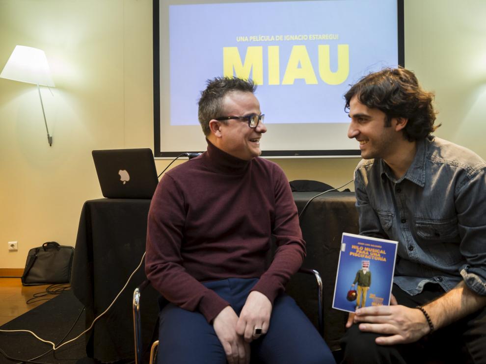 Ignacio Estaregui y Juan Luis Saldaña, en la presentación del tráiler de 'Miau'.