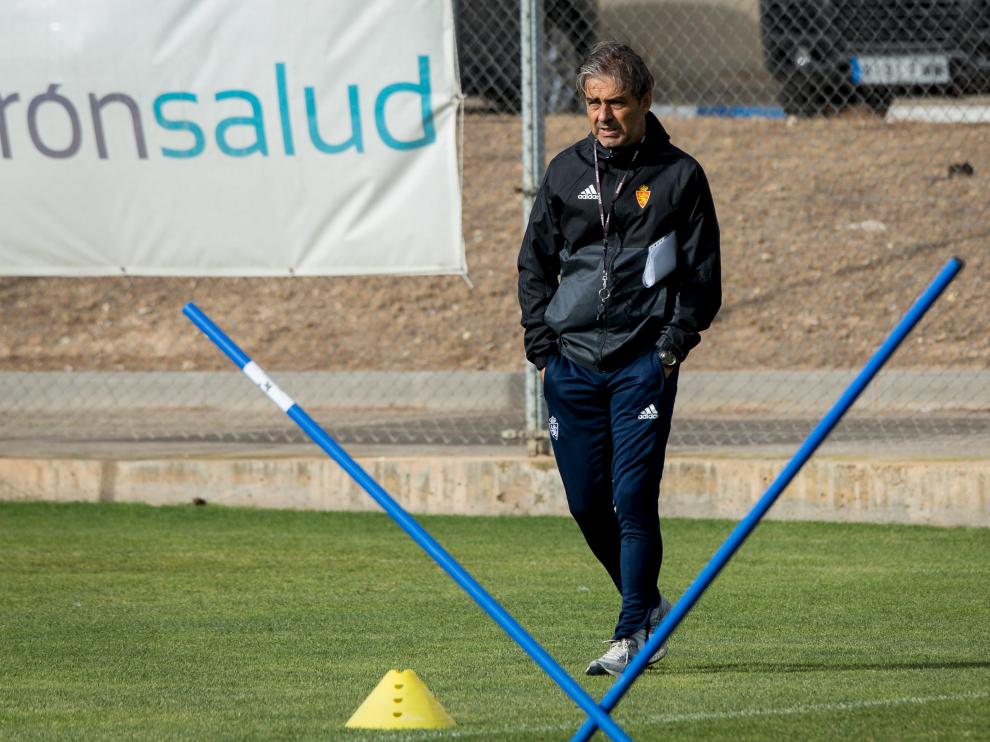 Natxo González, en un entrenamiento del Real Zaragoza.