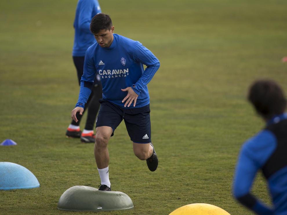 Grippo, en un entrenamiento del Real Zaragoza