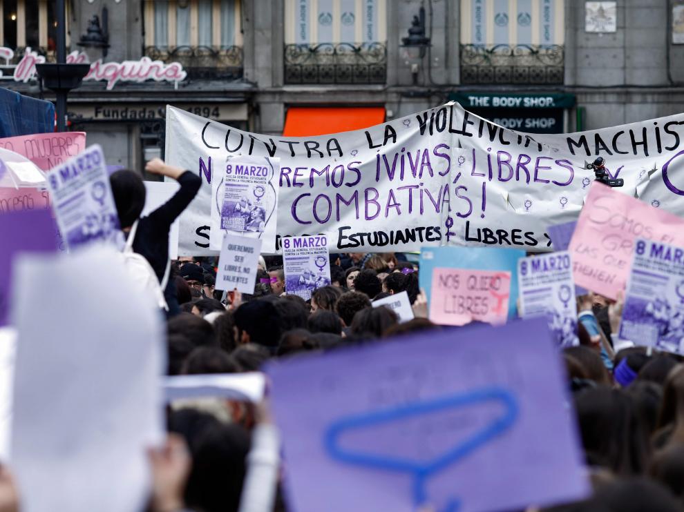Las protestas del 8M en Madrid, en imágenes