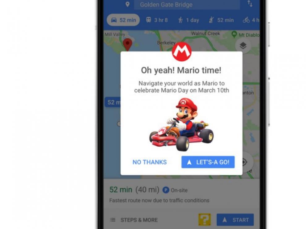 Super Mario y su kart salen a conocer mundo en Google Maps.