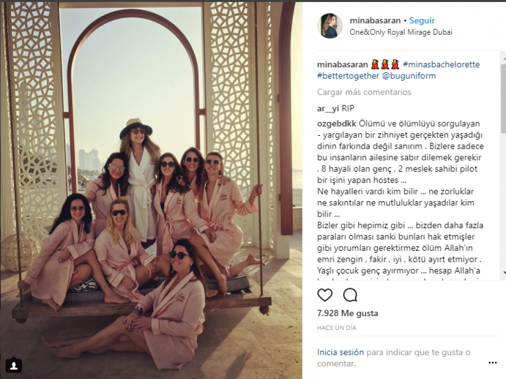 La joven y sus amigas compartieron esta foto en su cuenta de Instagram un día antes del siniestro en el que fallecieron