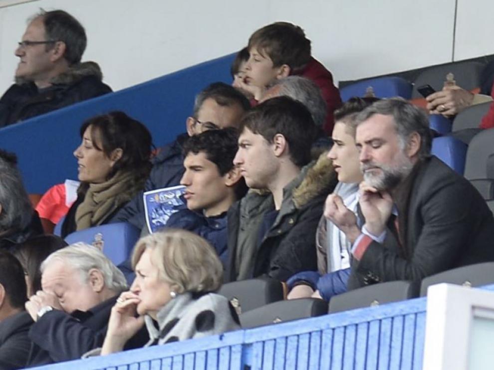 Jesús Vallejo, en la matinal del domingo en el palco de La Romareda durante el partido Real Zaragoza-Lorca FC